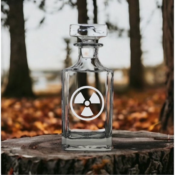 Nuclear Biohazard Decanter 26 Oz Bourbon Whisky Glass Customize Premium NEW - Picture 1 of 7